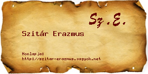Szitár Erazmus névjegykártya